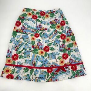 Jordan Blue Label Skirt Womens M Linen Blend Hawaiian Floral Beach Vacation Spot